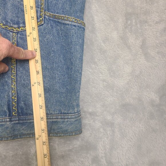 Vintage Jordache Denim Jacket Embellished Sequined Acid Wash Parrot Design Sz L - Picture 11 of 16